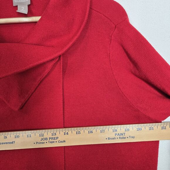 Chico's Convertible Cardigan Sz 2-L Red 100% Cotton Long Sleeve Snap Closure - Picture 11 of 14